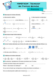 Décomposer des fractions décimales - Exercices de numération : 6ème Harmos - PDF à imprimer