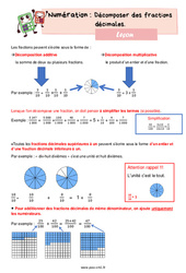 Décomposer des fractions décimales - Cours, Leçon de numération : 6ème Harmos - PDF gratuit à imprimer