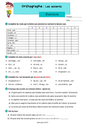 Les accents - Exercices d'orthographe : 6ème Harmos - PDF à imprimer