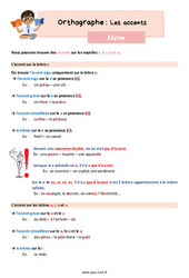 Les accents - Cours, Leçon d'orthographe : 6ème Harmos - PDF gratuit à imprimer