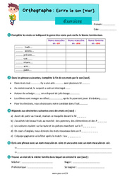 Ecrire le son [war] - Exercices d'orthographe : 6ème Harmos - PDF à imprimer