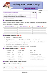 Ecrire le son [j] - Évaluation d'orthographe : 6ème Harmos - PDF à imprimer