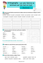 Les noms féminins se terminant en [e], [te] et [tje] - Exercices d'orthographe : 6ème Harmos - PDF à imprimer