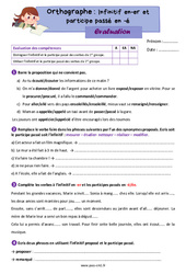 Infinitif en - er et participe passé en - é - Évaluation d'orthographe : 6ème Harmos - PDF à imprimer