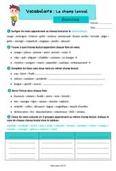 Le champ lexical - Exercices de vocabulaire : 6ème Harmos - PDF à imprimer