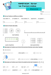 Les fractions simples (révision) - Exercices de numération : 6ème Harmos - PDF à imprimer