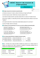 Découvrir des situations de proportionnalité - Exercices de calcul : 6ème Harmos - PDF à imprimer