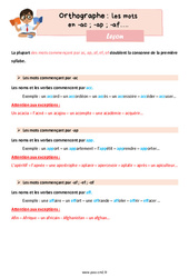 Les mots en ac, ap, af - Cours, Leçon d'orthographe : 7ème Harmos - PDF gratuit à imprimer