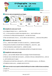 Les mots en ac, ap, af - Exercices d'orthographe : 7ème Harmos - PDF à imprimer