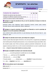 Les adverbes - Évaluation de grammaire : 7ème Harmos - PDF à imprimer