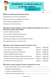 La phrase simple et la phrase complexe - Exercices de grammaire : 7ème Harmos - PDF à imprimer