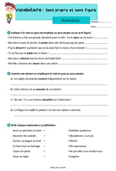 Sens propre, sens figuré - Exercices de vocabulaire : 7ème Harmos - PDF à imprimer