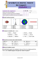 Mesurer des longueurs - Évaluation de grandeurs et mesures : 7ème Harmos - PDF à imprimer