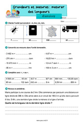 Mesurer des longueurs - Exercices de grandeurs et mesures : 7ème Harmos - PDF à imprimer