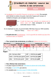 Mesurer des volumes et des contenances - Cours, Leçon de grandeurs et mesures : 7ème Harmos - PDF gratuit à imprimer