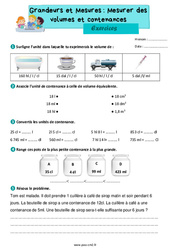 Mesurer des volumes et des contenances - Exercices de grandeurs et mesures : 7ème Harmos - PDF à imprimer