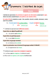 L’attribut du sujet - Cours, Leçon de grammaire : 7ème Harmos - PDF gratuit à imprimer