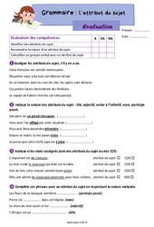 L’attribut du sujet - Évaluation de grammaire : 7ème Harmos - PDF à imprimer