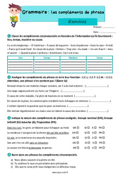 Les compléments de phrase - Exercices de grammaire : 7ème Harmos - PDF à imprimer