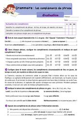 Les compléments de phrase - Évaluation de grammaire : 7ème Harmos - PDF à imprimer