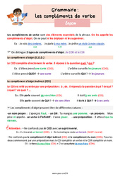 Leçon Les compléments de verbe (COD, le COI) - Cours, Leçon de grammaire : 7ème Harmos - PDF à imprimer