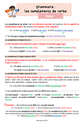 Les compléments de verbe (COD, le COI et le COS) - Cours, Leçon de grammaire : 7ème Harmos - PDF gratuit à imprimer