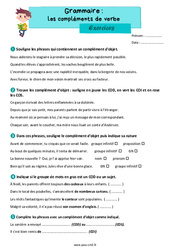 Les compléments de verbe (COD, le COI et le COS) - Exercices de grammaire : 7ème Harmos - PDF à imprimer