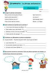 La phrase exclamative - Exercices de grammaire : 7ème Harmos - PDF à imprimer