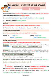 L'infinitif et les groupes - Cours, Leçon de conjugaison : 7ème Harmos - PDF gratuit à imprimer