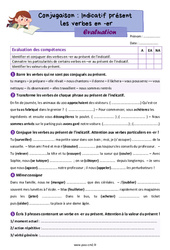 L'indicatif présent des verbes en ER - Évaluation de conjugaison : 7ème Harmos - PDF à imprimer