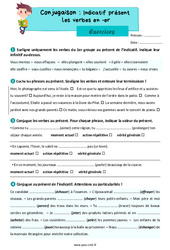 L'indicatif présent des verbes en ER - Exercices de conjugaison : 7ème Harmos - PDF à imprimer