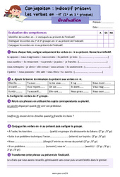 L'indicatif présent des verbes en - ir (2e e groupes) - Évaluation de conjugaison : 7ème Harmos - PDF à imprimer