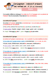 L'indicatif présent des verbes en - ir (2e e groupes) - Cours, Leçon de conjugaison : 7ème Harmos - PDF gratuit à imprimer