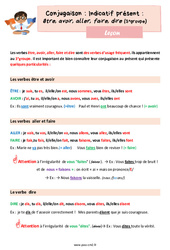 Indicatif présent - Fiches être, avoir, aller, faire, dire (3e groupe) - Cours, Leçon de conjugaison : 7ème Harmos - PDF gratuit à imprimer