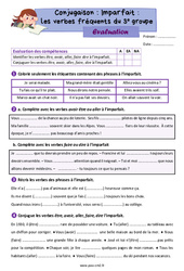 Imparfait des verbes fréquents du 3e groupe - Évaluation de conjugaison : 7ème Harmos - PDF à imprimer