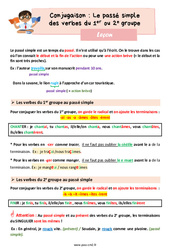 Le passé simple des verbes du 1er ou 2e groupe - Cours, Leçon de conjugaison : 7ème Harmos - PDF gratuit à imprimer