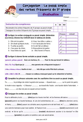 Le passé simple des verbes fréquents du 3e groupe - Évaluation de conjugaison : 7ème Harmos - PDF à imprimer