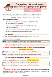 Le passé simple des verbes fréquents du 3e groupe - Cours, Leçon de conjugaison : 7ème Harmos - PDF gratuit à imprimer