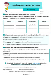 Modes et temps - Exercices de conjugaison : 7ème Harmos - PDF à imprimer