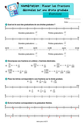 Placer les fractions décimales sur une droite graduée - Exercices de numération : 7ème Harmos - PDF à imprimer