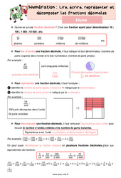 Lire, écrire, représenter et décomposer les fractions décimales - Cours, Leçon de numération : 7ème Harmos - PDF gratuit à imprimer