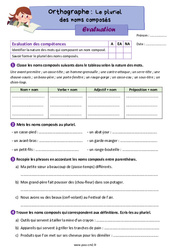 Le pluriel des noms composés - Évaluation d'orthographe : 7ème Harmos - PDF à imprimer