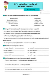 Le pluriel des noms composés - Exercices d'orthographe : 7ème Harmos - PDF à imprimer