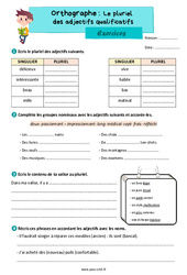 Le pluriel des adjectifs qualificatifs - Exercices d'orthographe : 7ème Harmos - PDF à imprimer