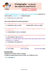 Le pluriel des adjectifs qualificatifs - Cours, Leçon d'orthographe : 7ème Harmos - PDF gratuit à imprimer