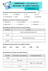 Lire, écrire et décomposer les nombres décimaux - Exercices de numération : 7ème Harmos - PDF à imprimer