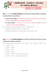 Encadrer, intercaler les nombres décimaux - Cours, Leçon de numération : 7ème Harmos - PDF à imprimer