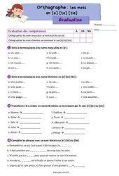 Les mots en [é] - [té] - [tié] - Évaluation d'orthographe : 7ème Harmos - PDF à imprimer