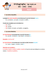 Les mots en [é] - [té] - [tié] - Cours, Leçon d'orthographe : 7ème Harmos - PDF gratuit à imprimer