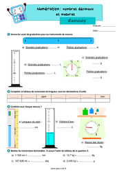 Nombres décimaux et mesures - Exercices de numération : 7ème Harmos - PDF à imprimer